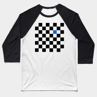 Checkered Black and White with One Blue Square Baseball T-Shirt